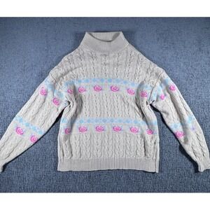 VTG Natural Cotton Cable Knit Sweater by Sheridan Square Confetti Made USA NWOT
